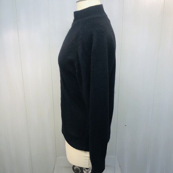 Vintage Crystal Sportsware Large Black Sweater Silk Angora Blend Long Sleeve - Picture 4 of 10